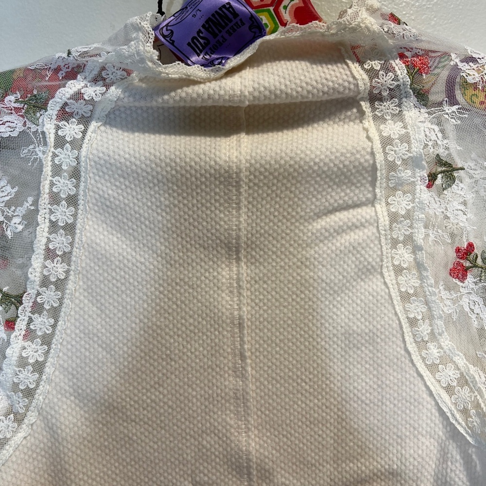 Free People FP x Anna Sui Le Fleur Knit Embroidered Lace Sleeve Thermal - Picture 8 of 8